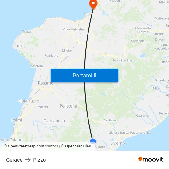 Gerace to Pizzo map