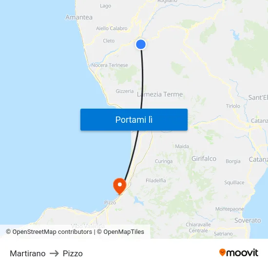Martirano to Pizzo map