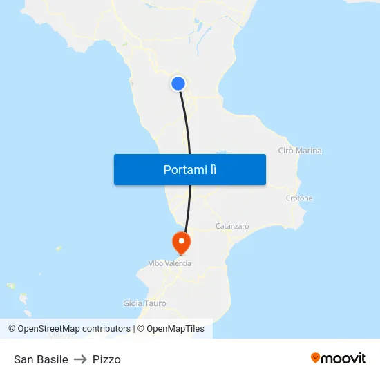 San Basile to Pizzo map
