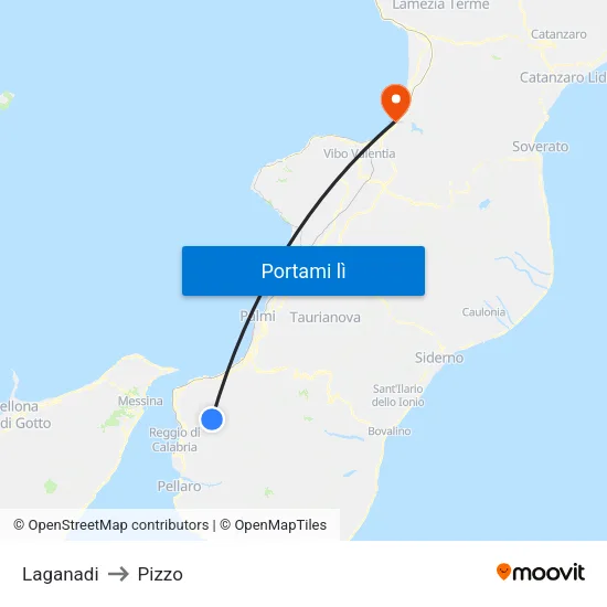 Laganadi to Pizzo map