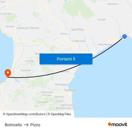 Botricello to Pizzo map