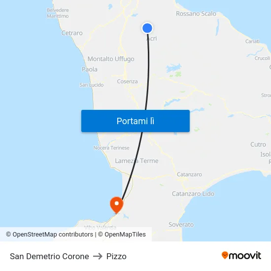 San Demetrio Corone to Pizzo map