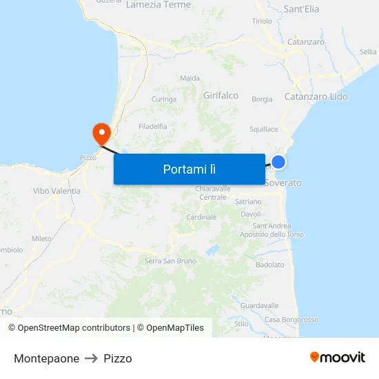 Montepaone to Pizzo map