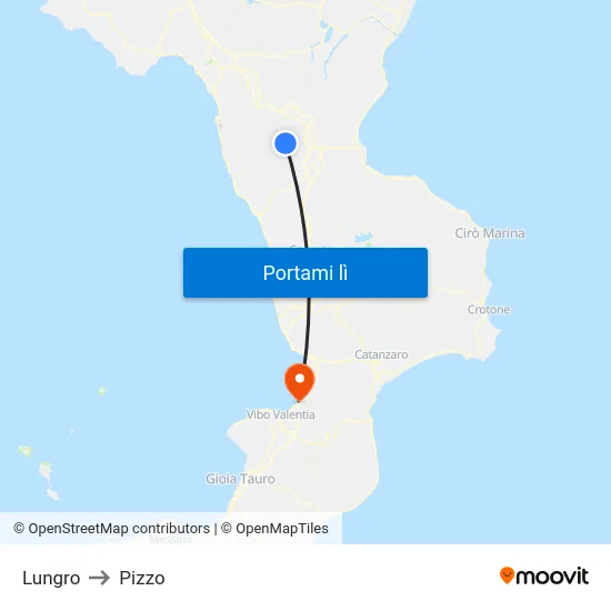 Lungro to Pizzo map