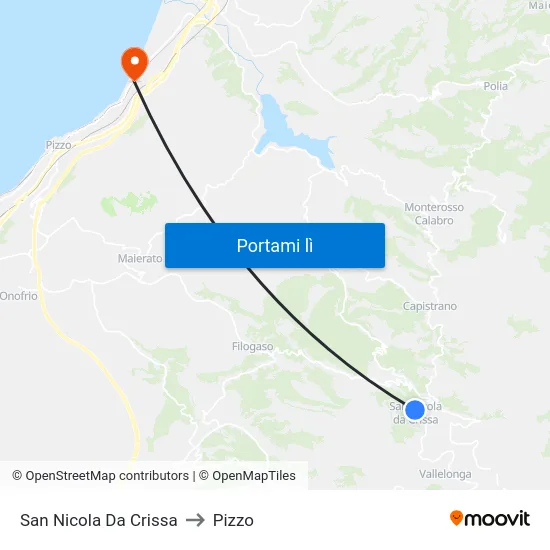 San Nicola Da Crissa to Pizzo map