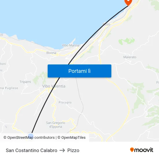 San Costantino Calabro to Pizzo map