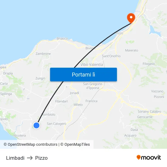 Limbadi to Pizzo map