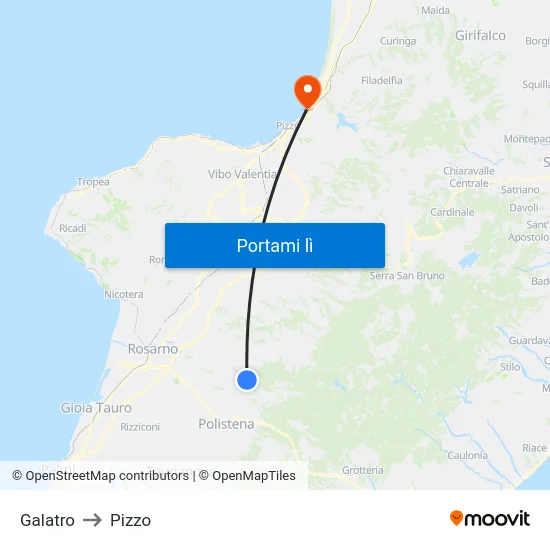Galatro to Pizzo map
