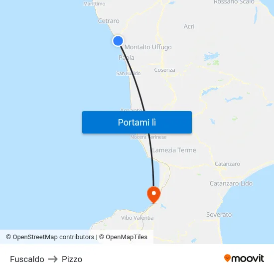 Fuscaldo to Pizzo map