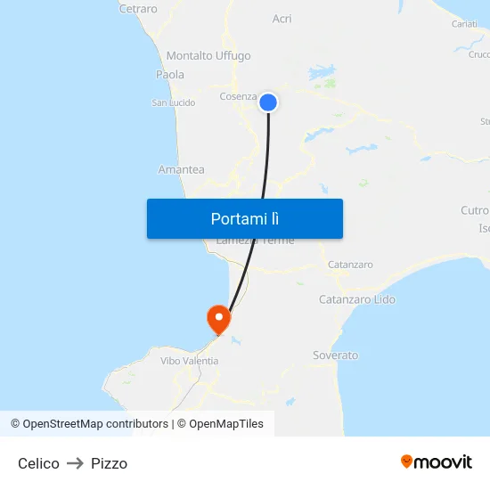 Celico to Pizzo map