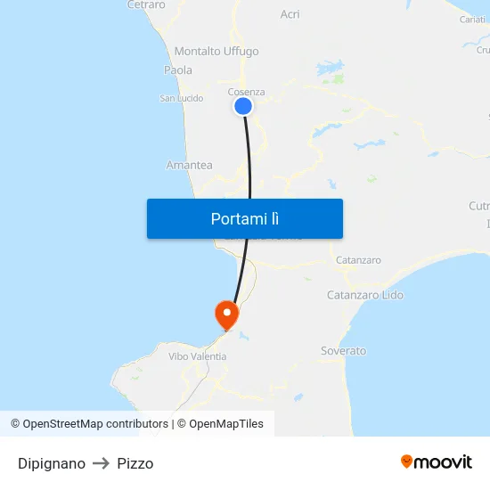 Dipignano to Pizzo map
