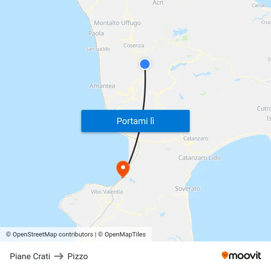 Piane Crati to Pizzo map