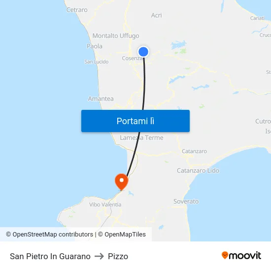San Pietro In Guarano to Pizzo map