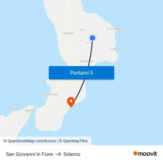 San Giovanni In Fiore to Siderno map
