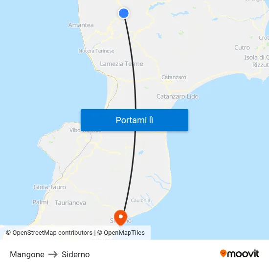 Mangone to Siderno map