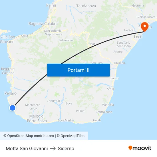 Motta San Giovanni to Siderno map