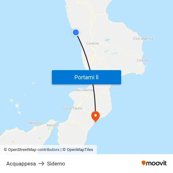 Acquappesa to Siderno map