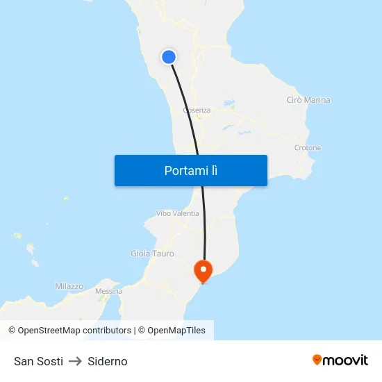 San Sosti to Siderno map