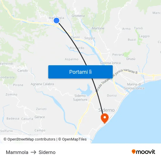 Mammola to Siderno map