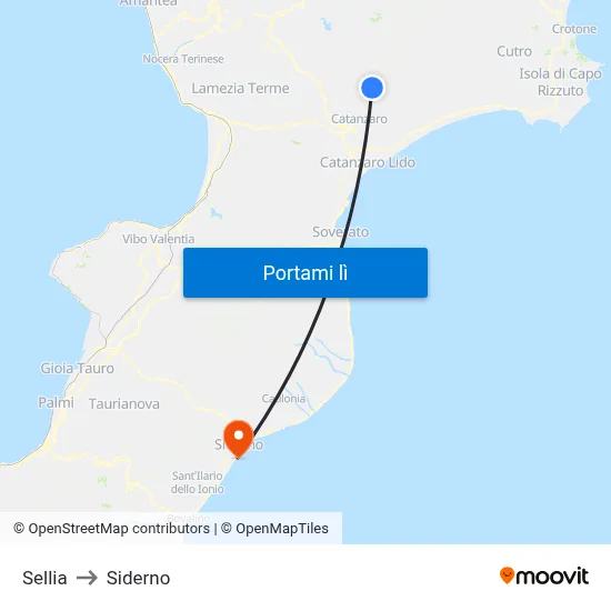 Sellia to Siderno map