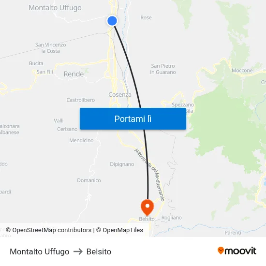 Montalto Uffugo to Belsito map