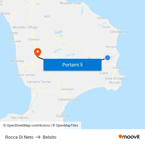 Rocca Di Neto to Belsito map