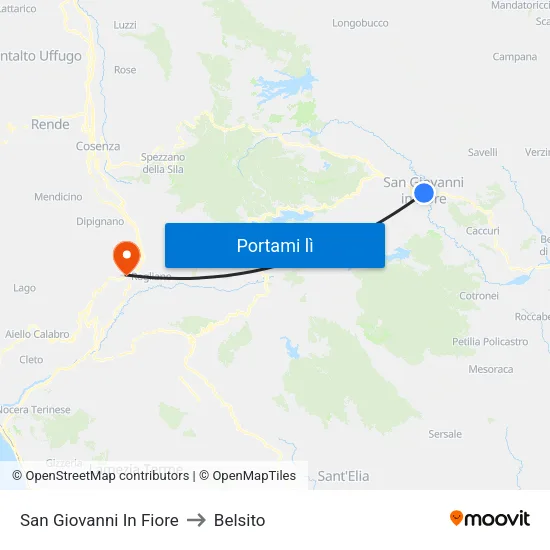 San Giovanni In Fiore to Belsito map