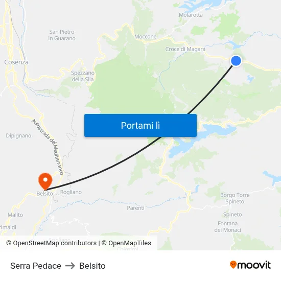 Serra Pedace to Belsito map