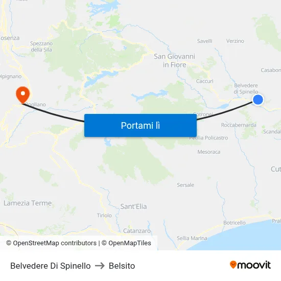 Belvedere Di Spinello to Belsito map