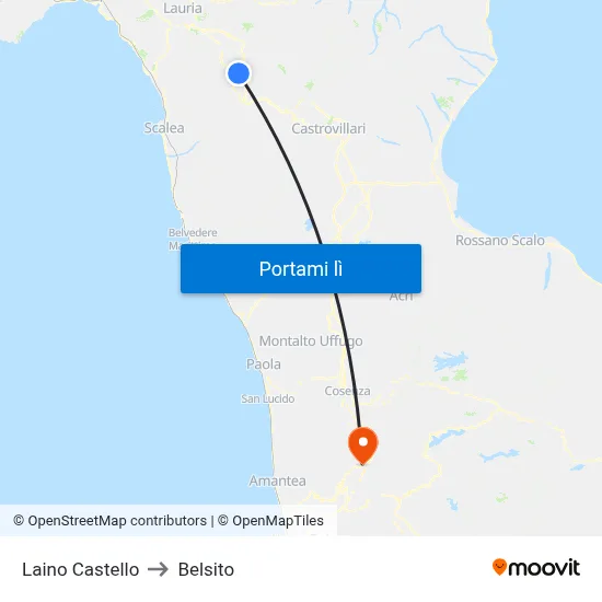 Laino Castello to Belsito map