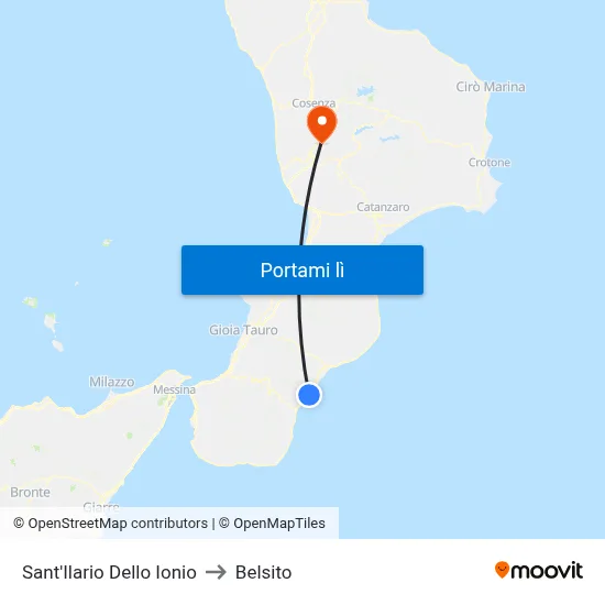 Sant'Ilario Dello Ionio to Belsito map