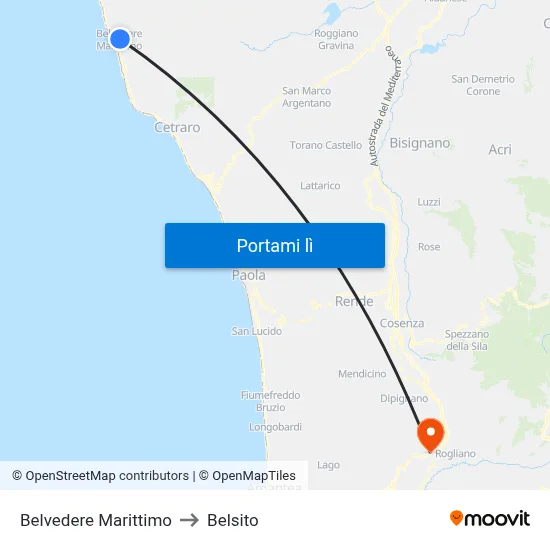 Belvedere Marittimo to Belsito map