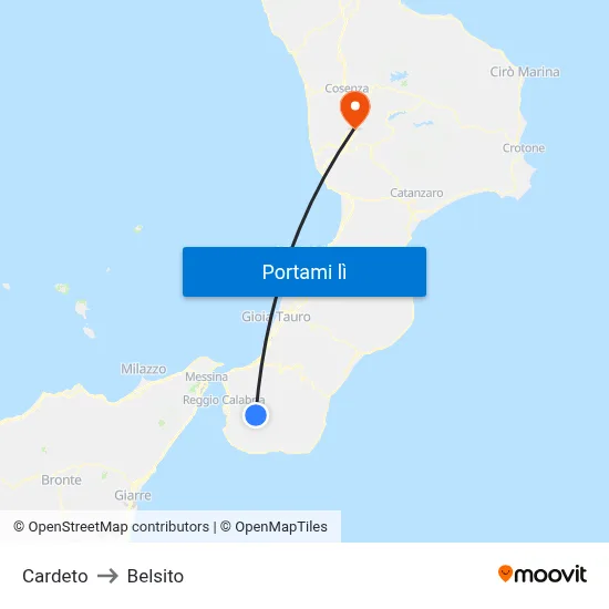 Cardeto to Belsito map
