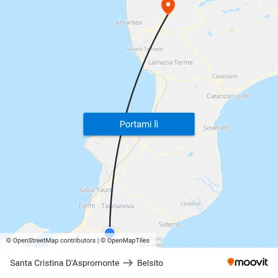 Santa Cristina D'Aspromonte to Belsito map