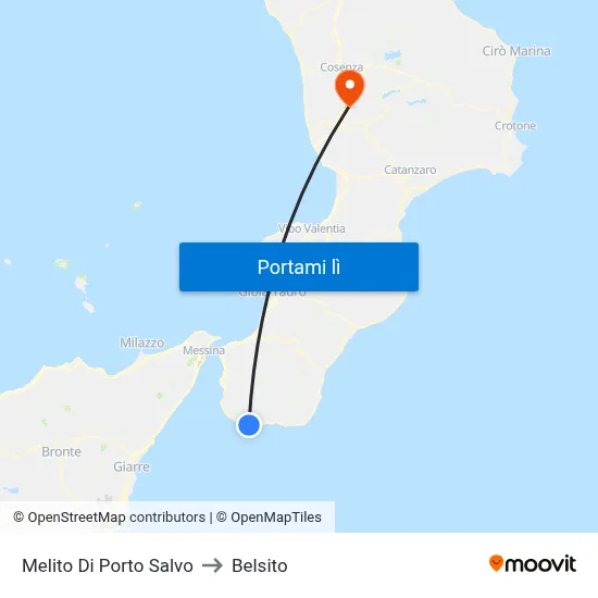 Melito Di Porto Salvo to Belsito map