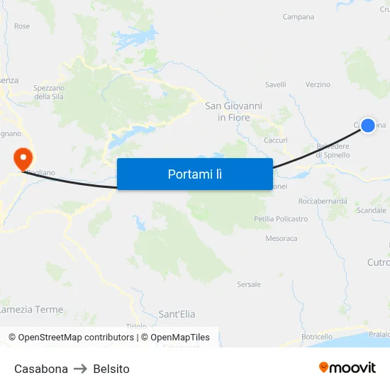 Casabona to Belsito map
