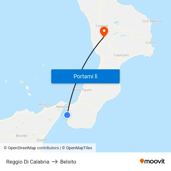 Reggio Di Calabria to Belsito map