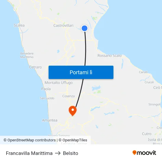 Francavilla Marittima to Belsito map