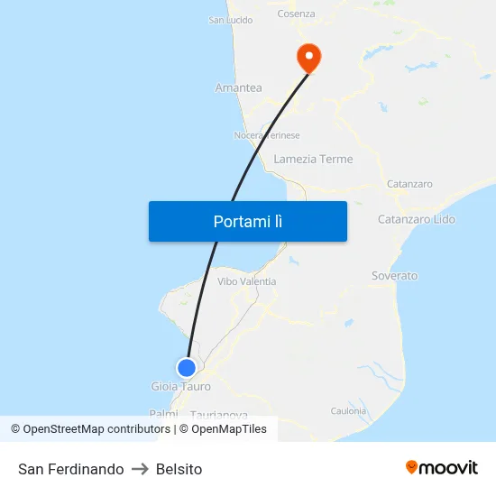San Ferdinando to Belsito map