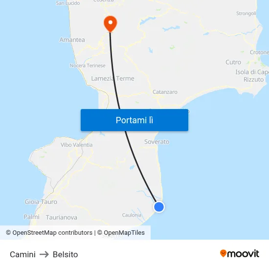 Camini to Belsito map