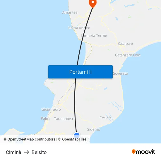 Ciminà to Belsito map