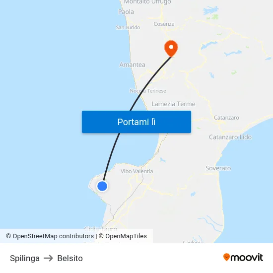 Spilinga to Belsito map