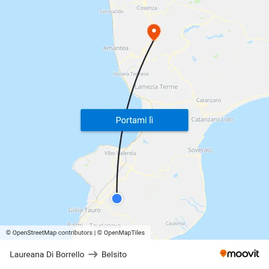 Laureana Di Borrello to Belsito map