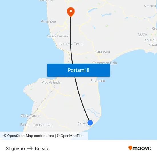 Stignano to Belsito map