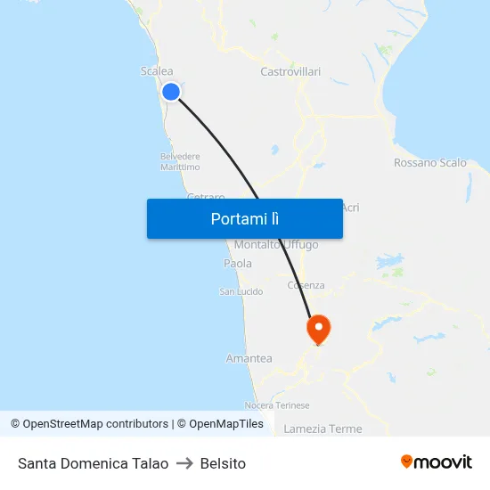 Santa Domenica Talao to Belsito map