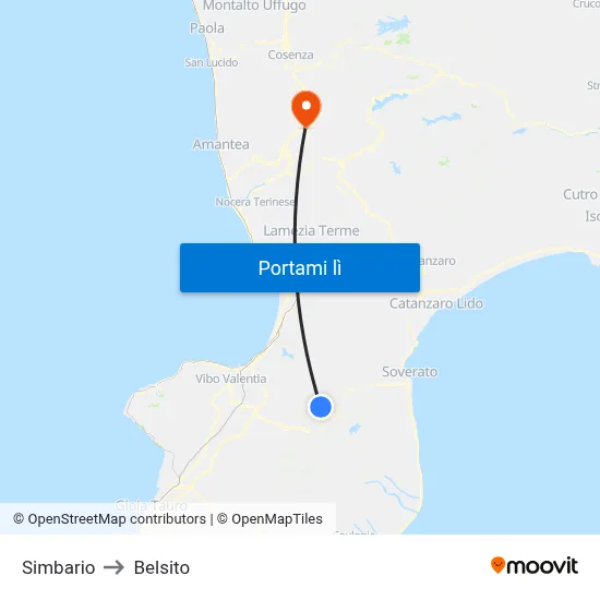 Simbario to Belsito map