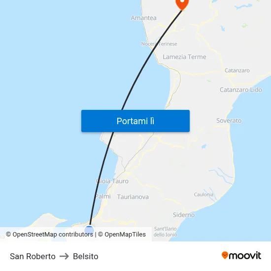 San Roberto to Belsito map