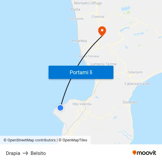 Drapia to Belsito map