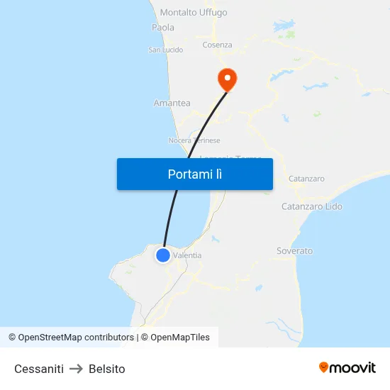 Cessaniti to Belsito map