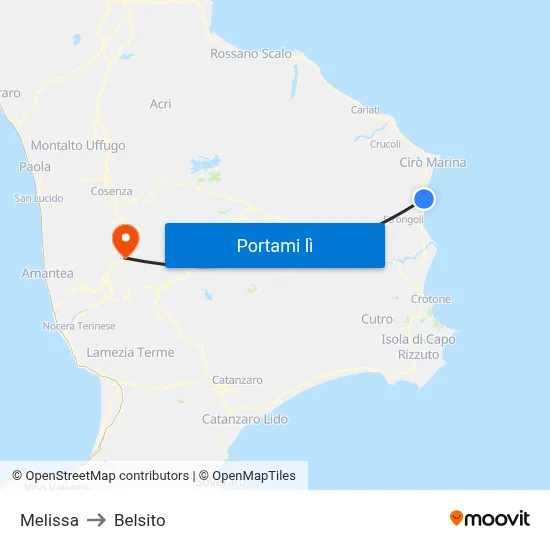 Melissa to Belsito map